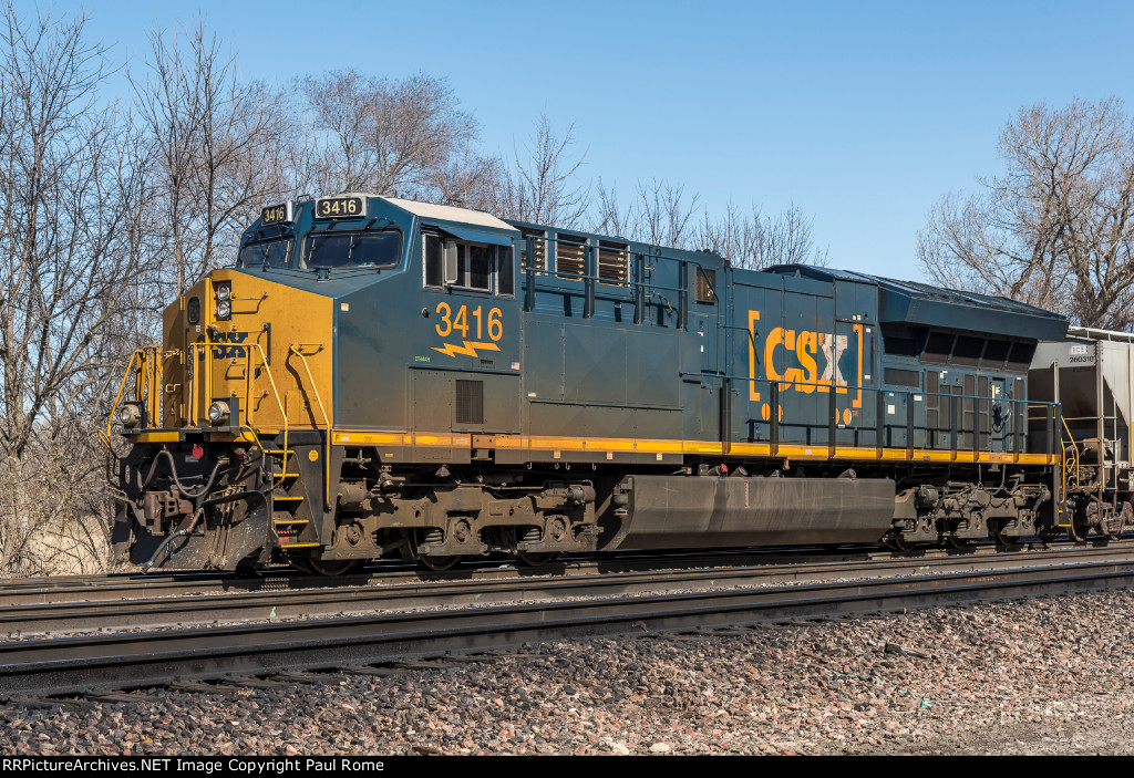 CSXT 3416, GE ET44AH Tier-4, working as a single DPU on the BNSF